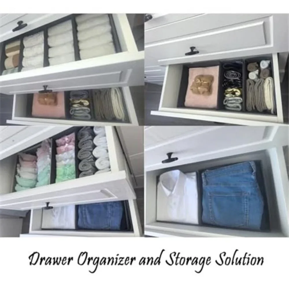 Sock Drawer Organizer 3 Pack Collapsible Fabric Storage Bins Closet Divider